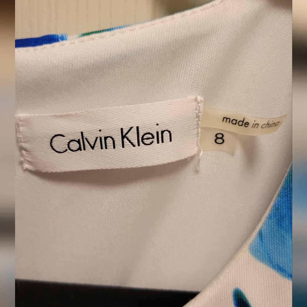 Calvin Klein Floral Blue and Green Dress Size 8 - Picture 4 of 7